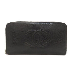 Chanel Coco Mark Silver Hardware Long Wallet Grained Calfskin Women's CHANEL